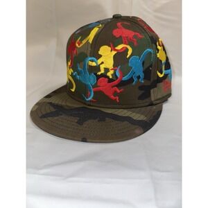 All Over Monkey Hat Cap Mens 7 1/2 Camo Embroidery Chains Toys Retro Novelty